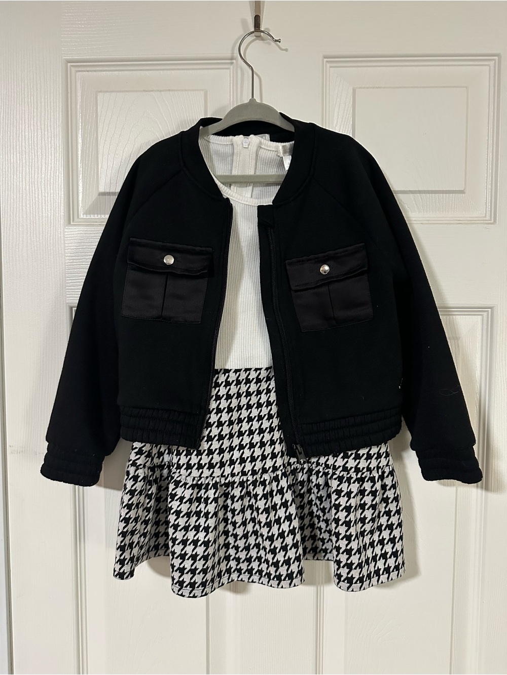 Tahari Girls' 90’s style dress with Bomber Jacket